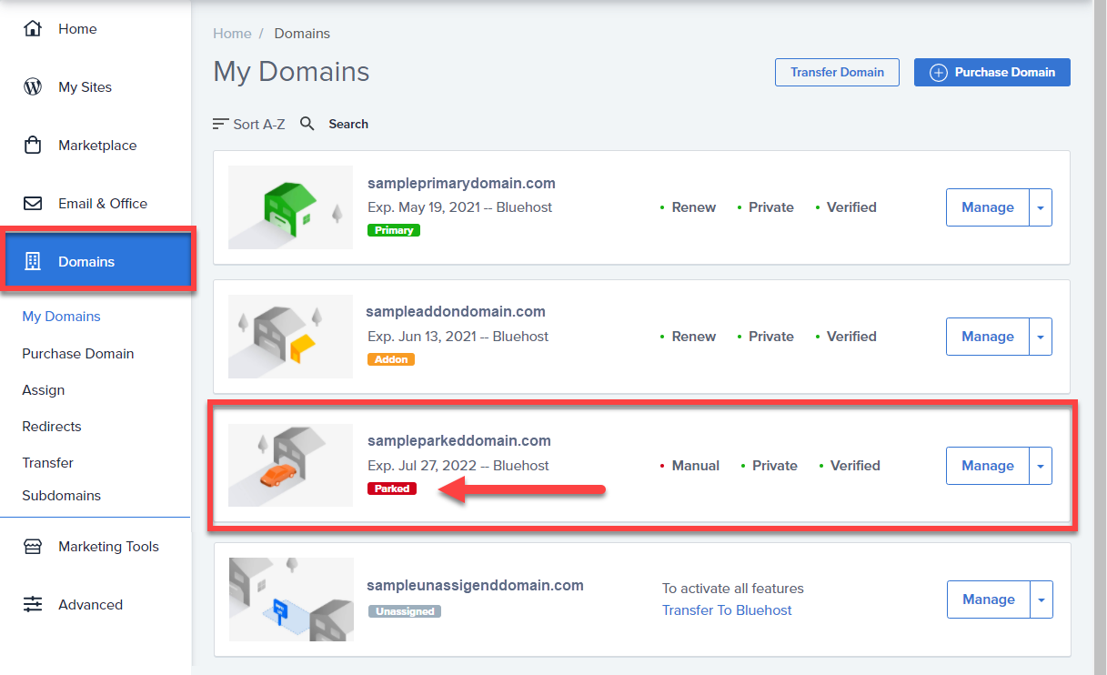 Can I point a parked domain to a specific folder?