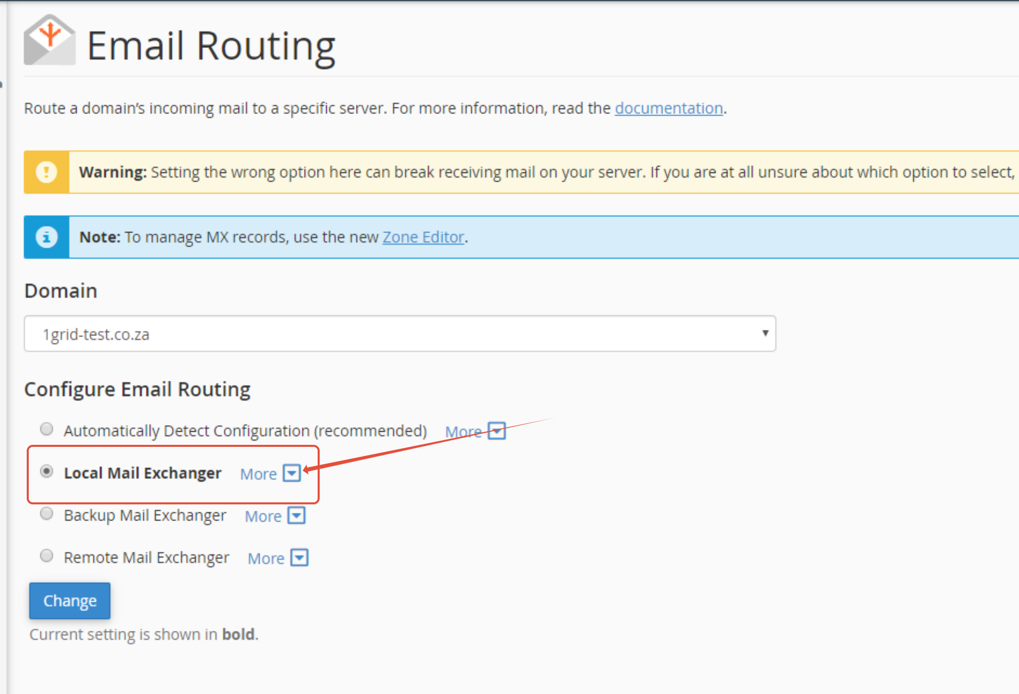 How to change MX records and Email Routing in cPanel